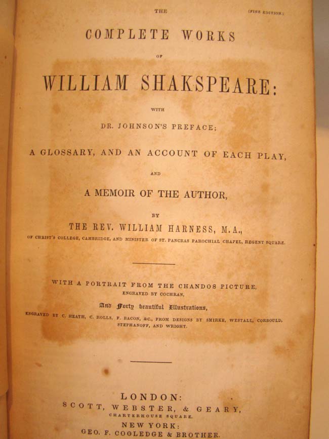 "The Complete Works of William Shakespeare" published by Geo. F. Cooledge & Brother, N.Y., 1851 — image 2